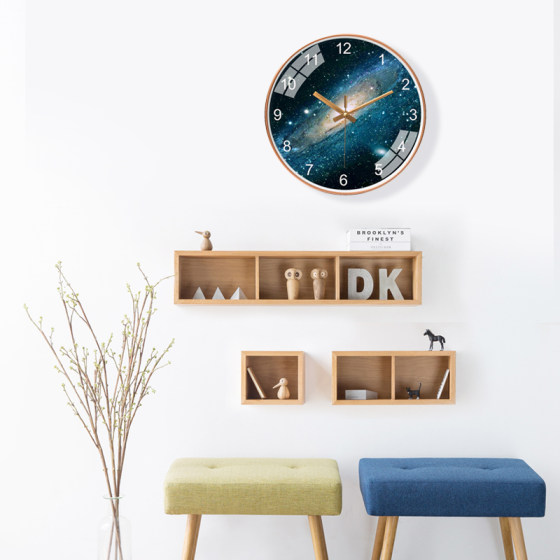 Silent and Simple Nordic Art Wall Clock, Modern Creative Starry Sky Wall Clock, Living Room Home Clock, Wall-Mounted Quartz Clock