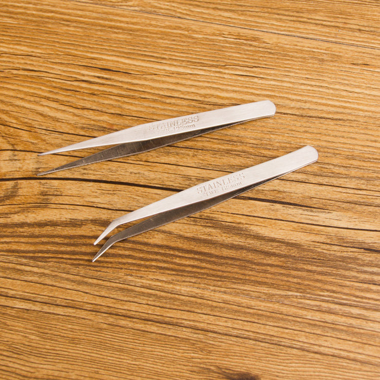 Stainless steel tweezers pointed curved tweezers straight tweezers elbow tweezers DIY sewing clip thread head repair tool clip
