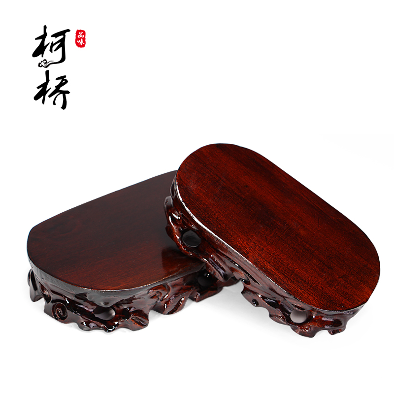 Solid wood carved Buddha, stone base can be excavated vases, flower miniascape of furnishing articles circular custom crafts bracket