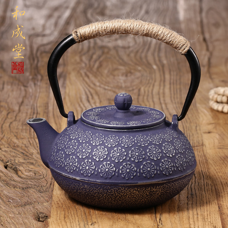 And Chenggang Blue Sakura iron pot Enamel Enment without rust cast iron teapot cooking teapot like Japanese iron kettle