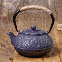 Wachengtang Blue Cherry Blossom iron pot Enamel inner wall non-rusty cast iron teapot for making tea Imitation Japanese iron pot