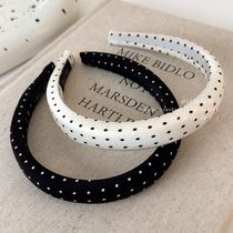 High-top lazy style satin polka dot sponge headband retro ins Korean style exquisite super fairy internet celebrity headband hair accessory