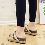 Весна и лето возле дома тапочки Baotou, Leisure Linen, Thai Thai Bighe -Heded Slippers Вышитые тканевые туфли дамы сандалии