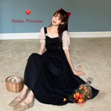 Платье, черный приталенный корсет, летняя длинная юбка, с открытой спиной