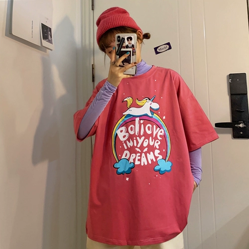 Весенняя футболка, летняя одежда для школьников, в корейском стиле, короткий рукав, европейский стиль, 2020