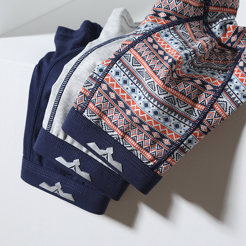 Fenteng men's underwear pure cotton thin summer breathable mid-waist large size trend youth boxer shorts