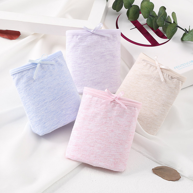 Fentenpants female summer pure cotton 100% All cotton mid waist large size Girl Lift Hip slim Breathable Colorful Cotton Triangle Pants Head