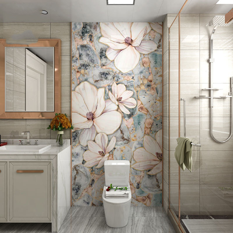 Living room TV background wall tile European-style Roman column jade stone marble crystalized stone film and film wall landscape painting