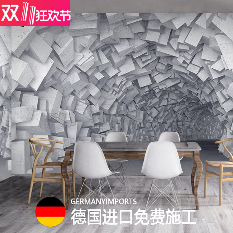 3D Solid Wall Sticker Visual Extension Space Self-Adhesive Office Room Dining Room Wallpaper Industrial Wind Cement Wallpaper