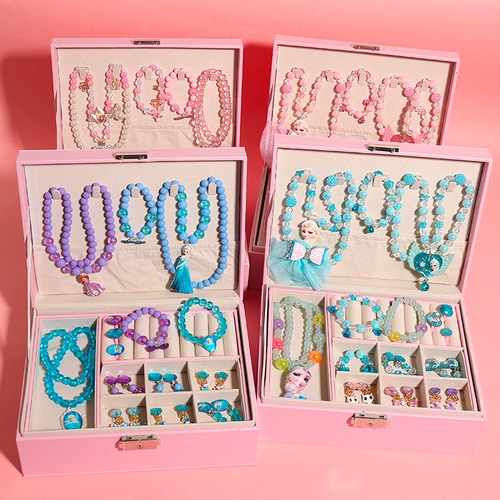 Ожерелье, браслет, цепочка, кольцо, комплект, подарочная коробка для принцессы, коробочка для хранения, аксессуар, «Холодное сердце»