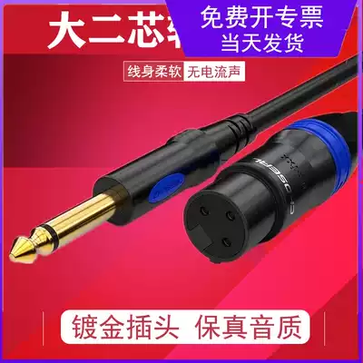 Akihabara Q801 large two-core 6 5-turn Canon female microphone cable Mixer power amplifier audio cable pure copper black