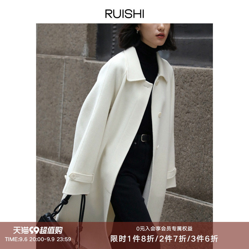 RUISHI Remain 100 pure wool standing suede Soft glutinous light double sided Son Coat Jacket Woman mid-autumn Winter-Taobao