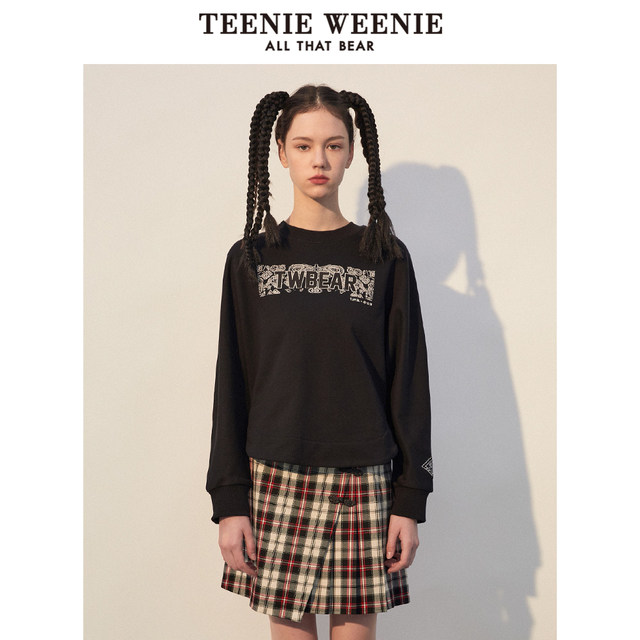 TeenieWeenie Bear Outlet/Yunjin ຄໍຮອບຮ່ວມກັນ pullover ເສື້ອ sweatshirt ວ່າງຄວາມຮູ້ສຶກການອອກແບບສໍາລັບແນວໂນ້ມແຫ່ງຊາດພາກຮຽນ spring ຂອງແມ່ຍິງ