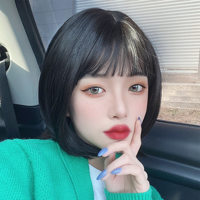 Wig Woman Short Haired Comic Book Livery Sea Round Face Bobo Head Lock Bone Hair Emulation ICPD Natural Full Headgear Style
