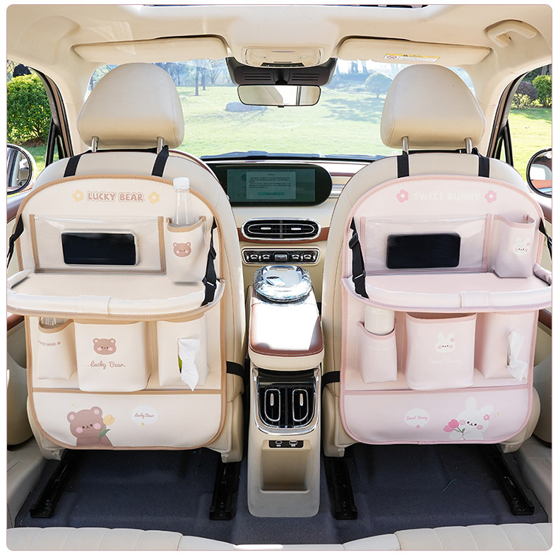 Car Seat Back Storage Hanging Bag Car Storage Box Car Rear Anti-Kick Pad Foldableing Small Table Storage Rack