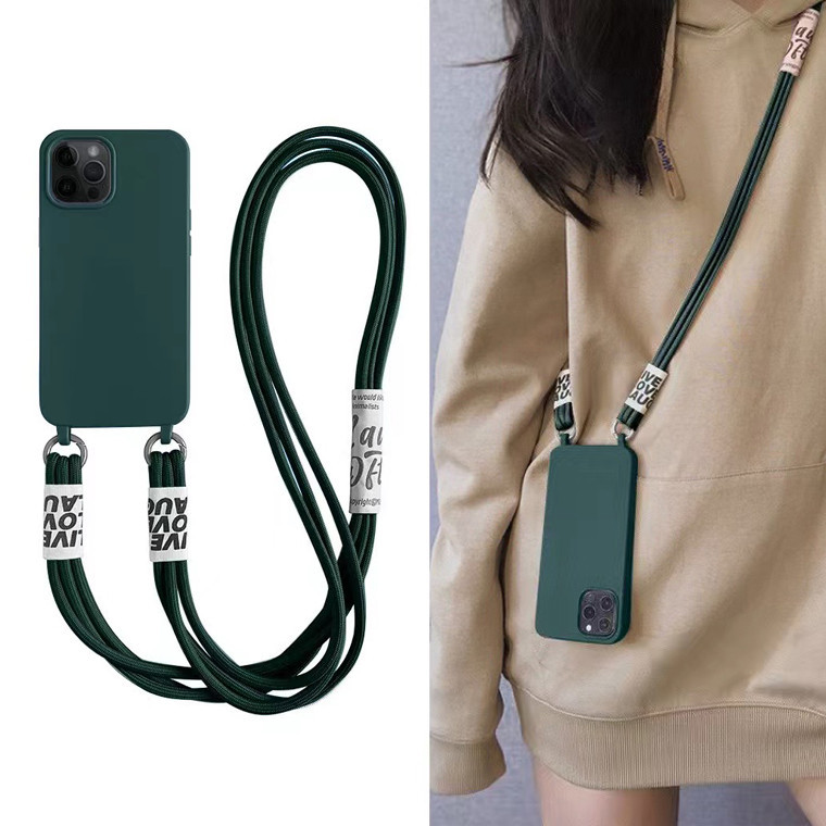 Suitable for Apple 17 Pro Max Phone Case 16Pm Creative iPhone 15 Full Coverage 13 Anti-Drop 11 Protective Case XS Max Same Style as Xiaohongshu X Crossbody 14 Strap Lanyard 7 Silicone 8 Personalized Female 16