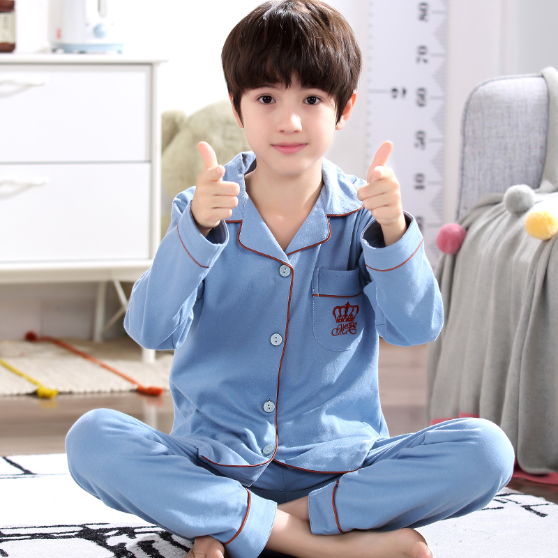 Mùa xuân và mùa thu chàng trai pajama trẻ dài tay áo bông cardigan 13 học sinh trung học 14 tuổi trẻ em phim hoạt hình nhà quần áo.