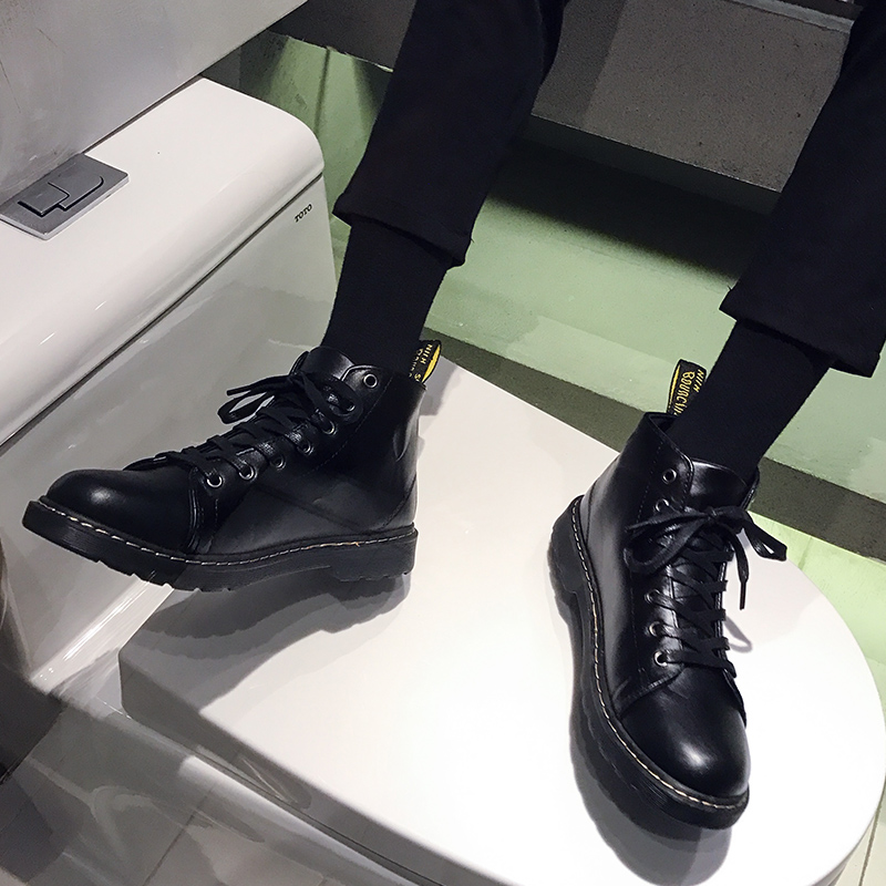 Super hot Martin boots men's shoes in the barrel British style winter Korean version breathable wild national tide youth leather shoes tooling boots