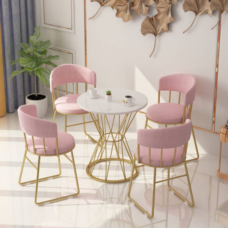 Nordic Light Luxury Meeting Table and Chair Set, Simple Backrest Manicure Chair, Trendy Milk Tea Shop Table and Chairs, Coffee Shop Dessert Shop