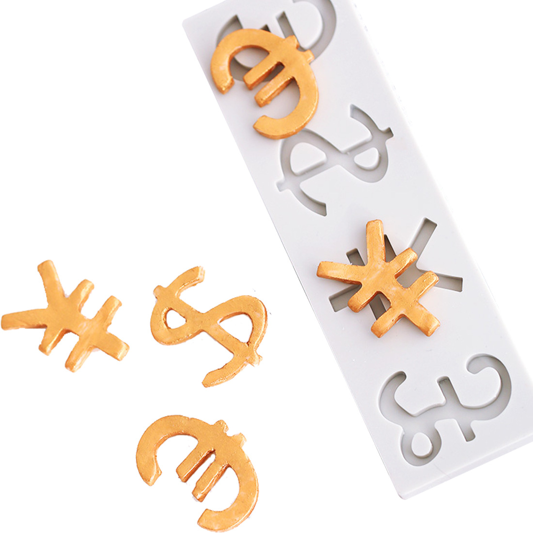 Fondant chocolate silicone mold rich and thin dollar pounds euro yuan money currency symbol cake decoration