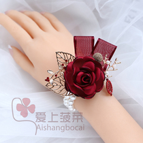 Fleur de poignet de mariée rouge de style chinois corsage de mariage haut de gamme corsage de mariée haut de gamme ensemble complet pour parents de famille