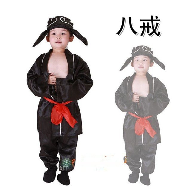 Tây Du lịch Nhân vật Performance phục Sand Monk Monk Costume Sand trang phục Props Một bộ đầy đủ quần áo hiệu suất tu sĩ cát cho trẻ em.