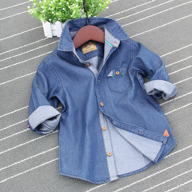 cậu bé Trung mỏng denim áo sơ mi mùa hè cậu bé áo jacket mùa xuân và áo sơ mi dưới mùa thu.