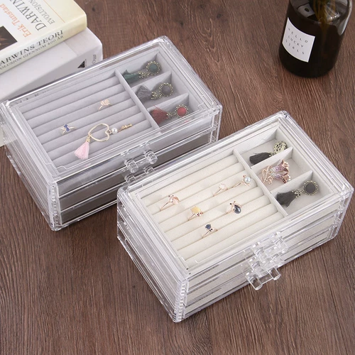 Акриловая коробочка для хранения, аксессуар, серьги, кольцо, коробка для хранения, часы, простой и элегантный дизайн