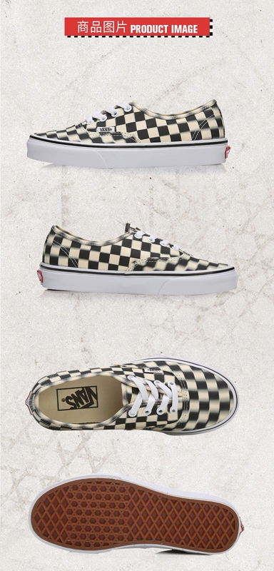 Người hâm mộ VANS AUTHENTIC bàn cờ mờ kiểm tra giày thể thao và giải trí hàng đầu thấp giày nam và nữ VN0A38EMVJM - Dép / giày thường