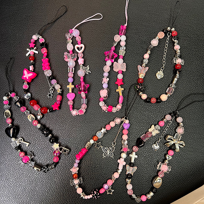 Original Cool Girl Y2K Beaded Star Chain American Retro ins Millennium Camera Ccd Lanyard Hanging Strap