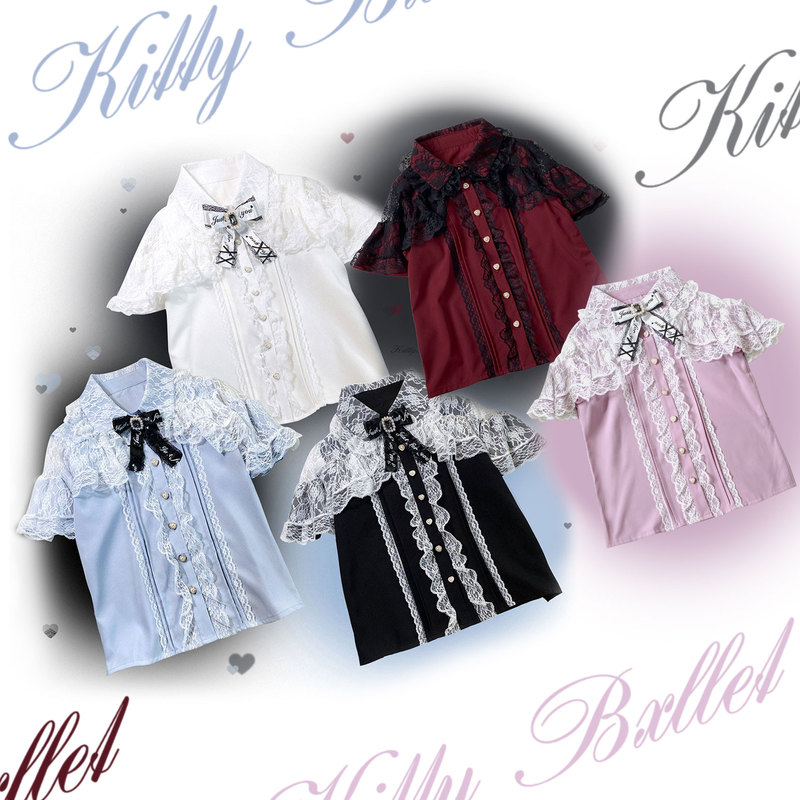 Kittybxllet Original【Lace Short Sleeve Shirt】Lace Short Sleeve Blouse Kittybxllet Original【Lace Short Sleeve Shirt】Lace Short Sleeve Blouse