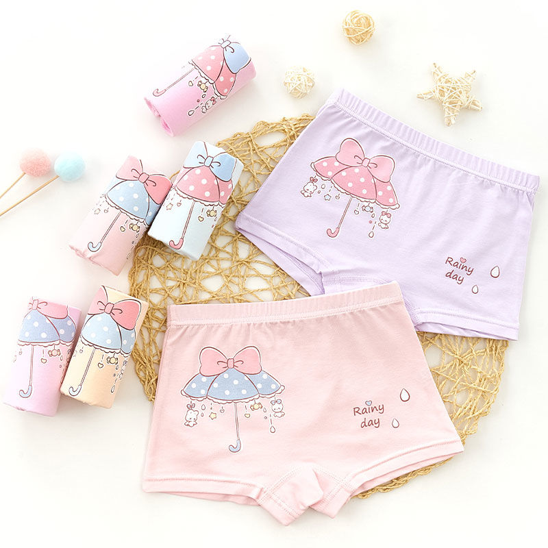 Childrens đồ lót cô gái cỡ bông góc phẳng bé tam giác bốn-góc trẻ sơ sinh có kích thước quần short trẻ em sinh viên 4 miếng.