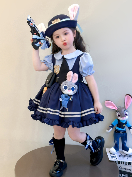 Girl Summer Clothes Dress Judy Rabbit Officer Clothes Kids Summer Lolita Baby Thin Princess Skirt — 3