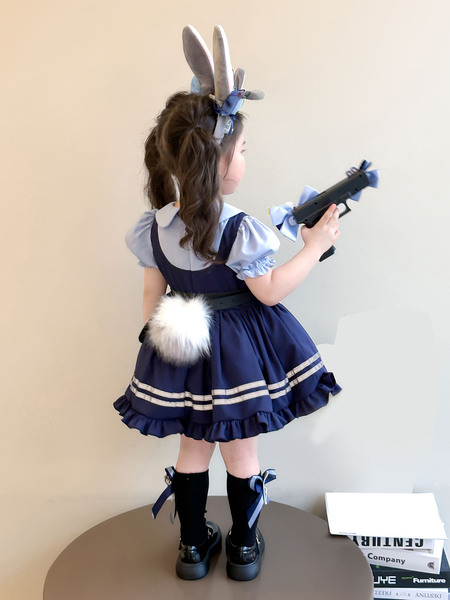 Girl Summer Clothes Dress Judy Rabbit Officer Clothes Kids Summer Lolita Baby Thin Princess Skirt — 5