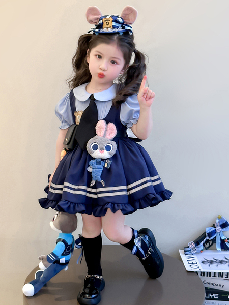 Girl Summer Clothes Dress Judy Rabbit Officer Clothes Kids Summer Lolita Baby Thin Princess Skirt — 4