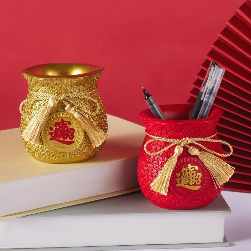 创意福袋笔筒钱袋子高档生日礼物办公室装饰品收纳招财桌面小摆件