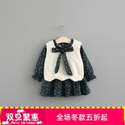 Cô gái ăn mặc mùa xuân Hàn Quốc phiên bản của lông bé vest phù hợp với váy 0-4 tuổi bé nơ công chúa váy.