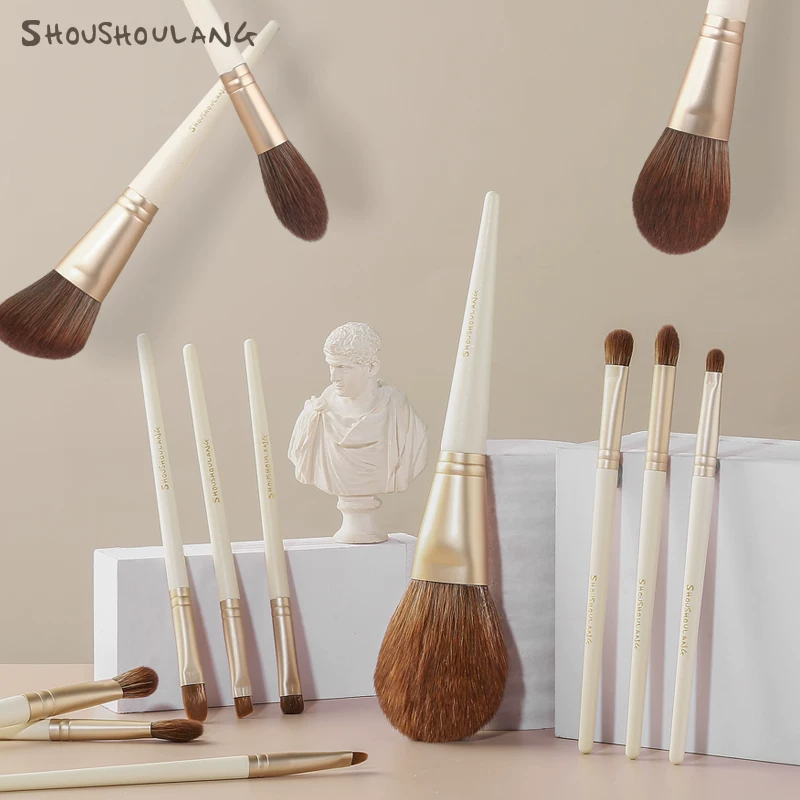 Набор кистей для макияжа Yushou Beauty из 13 предметов, набор кистей из синтетического волокна с сумкой для кистей и коробкой для чистки