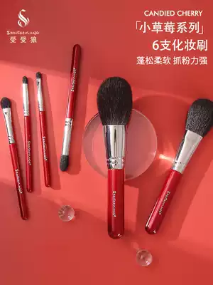 shoushoulang Wolf small strawberry 6 makeup brush set brush fine light front loose powder blush brush eye shadow brush