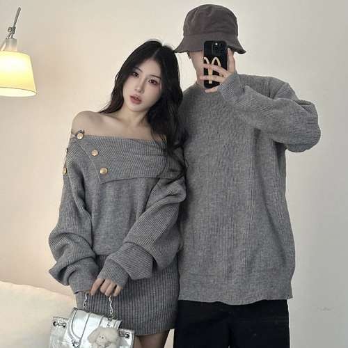 Осенняя демисезонная парная одежда для влюбленных, небольшой дизайнерский трикотажный свитер, платье, юбка, французский стиль, премиум класс, тренд сезона