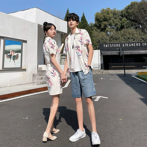 Парная одежда для влюбленных, небольшая дизайнерская летняя одежда, ципао, платье, юбка, китайский стиль, тренд сезона, светлый стиль