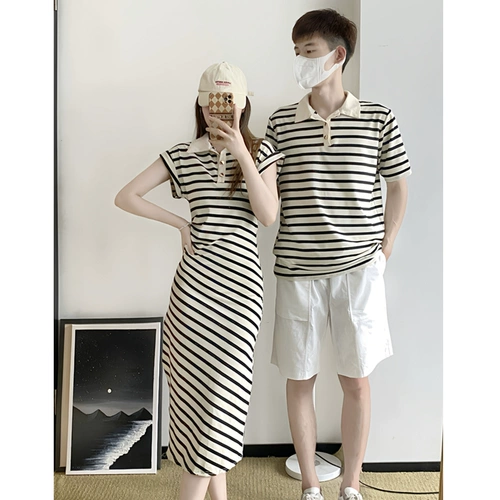 Летняя парная одежда для влюбленных, небольшая дизайнерская футболка с коротким рукавом, платье, юбка, французский стиль, тренд сезона