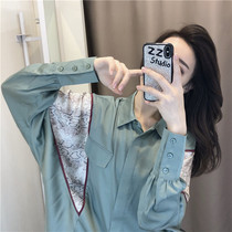 Loose shirt jacket womens 2021 autumn new design sense niche long-sleeved lazy wind retro ins top bf