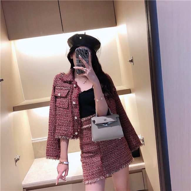 (Pamper Welfare) Xiaoxiang Name Yuanyuan Wind suit Han version of the Lean Fashion Network Red Autumn Temperament Two Sets