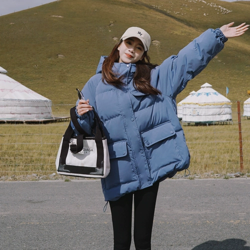 Черный зимний пуховик с пухом, модная куртка, городской стиль, свободный крой, оверсайз, увеличенная толщина