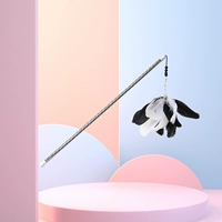 Классическая черная палочка для флирта с эластичными перьями и кошачьими перьями