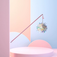 Палочка для флирта с розовыми эластичными перьями и кошачьими перьями