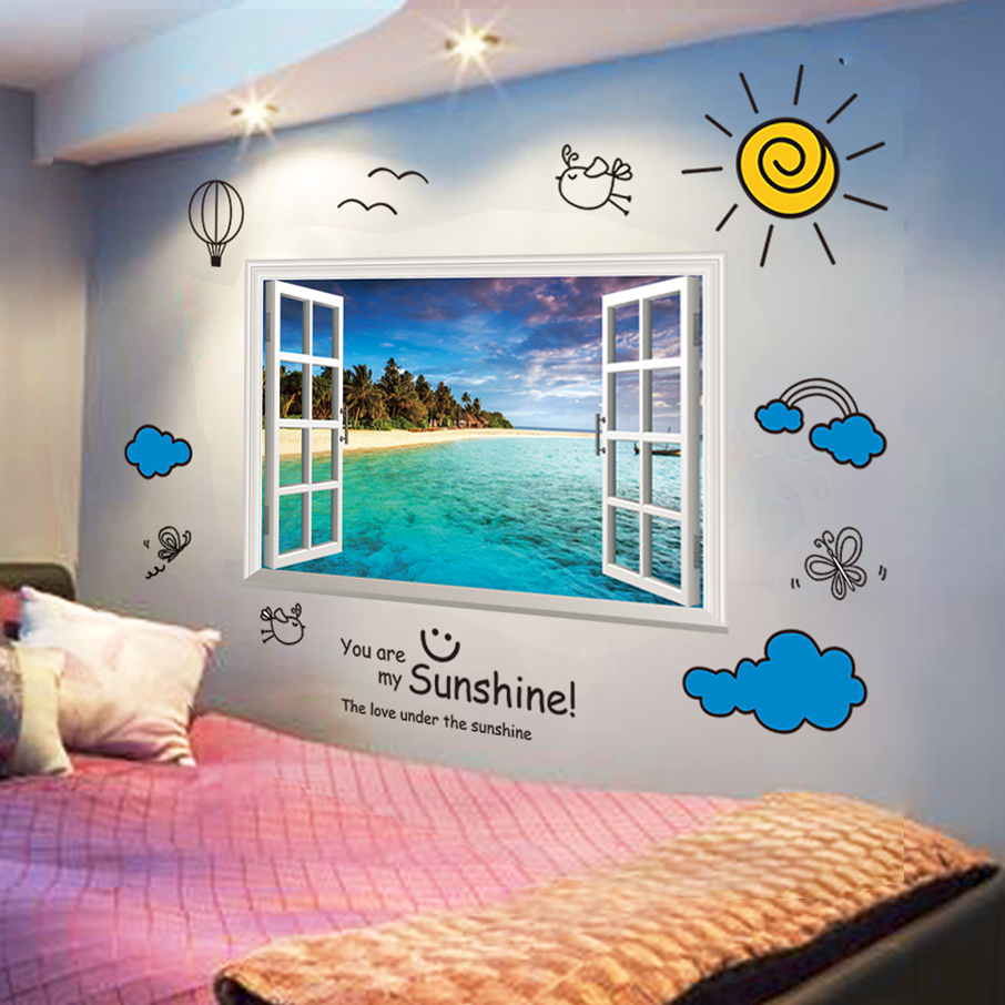 3D stereoscopic wall sticker Wall decoration sticker Bedroom room background wall paper dormitory wallpaper Self-adhesive wall painting