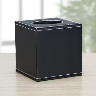 High-grade classic square tissue box business European leather leather sanitary paper box hotel napkin storage
