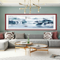 Country painting landscape painting Living room Office decoration hanging painting scenery Merchants with a long history of banners leaning on the mountain Tugiuza